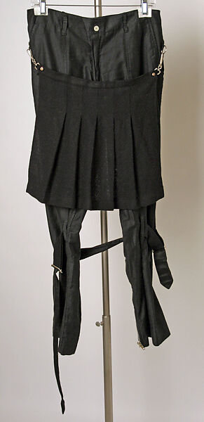 Trousers, Vivienne Westwood (British, 1941–2022), a) cotton, metal; b,c) wool, British