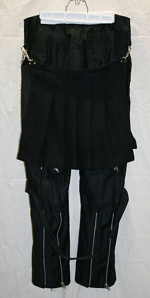 Trousers, Vivienne Westwood (British, 1941–2022), a) cotton, metal; b,c) wool, British