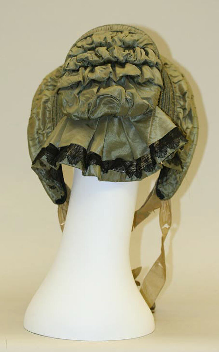 Poke bonnet, silk, American