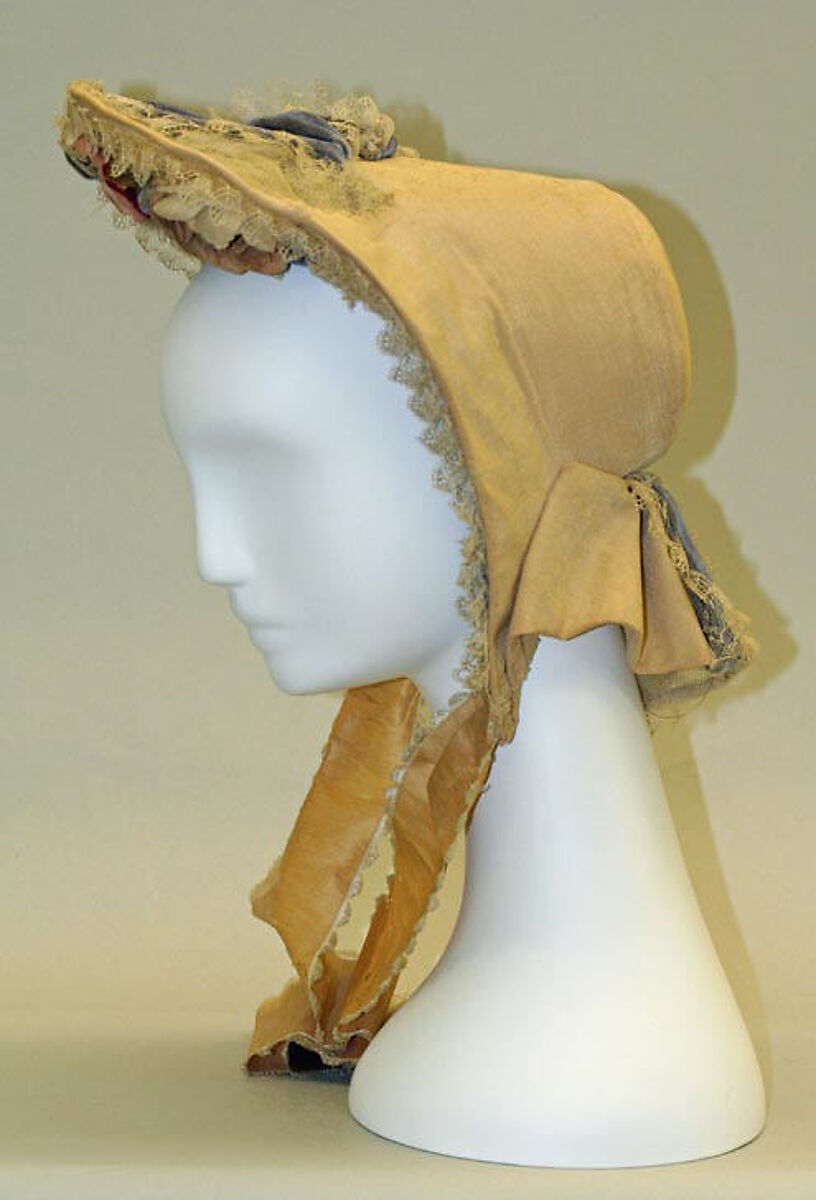 Poke bonnet, silk, American 