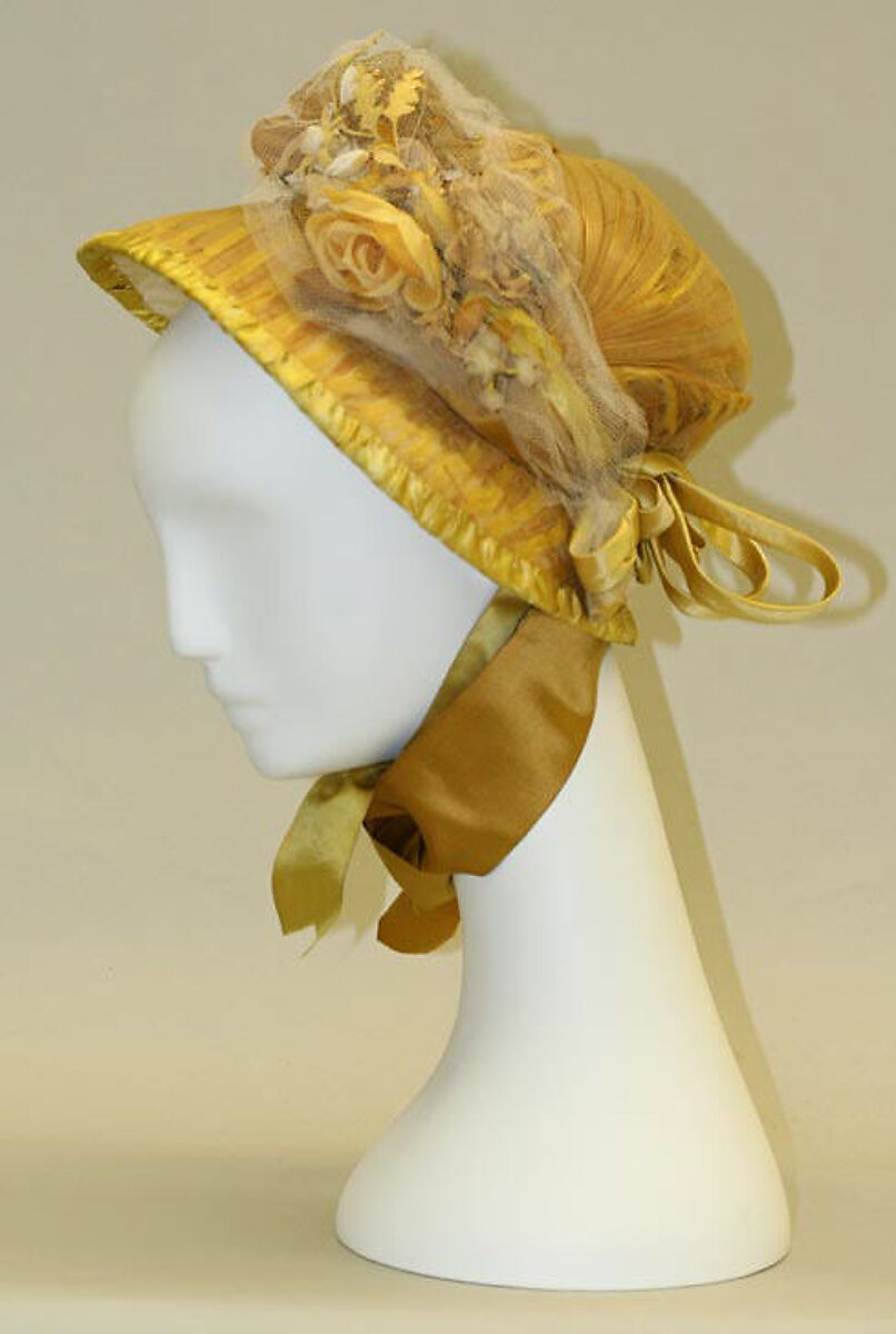 Bonnet, straw, silk, American 