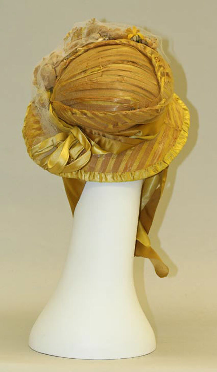 Bonnet, straw, silk, American