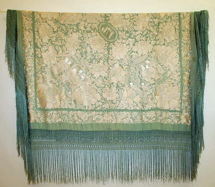 Shawl, silk, American or European 