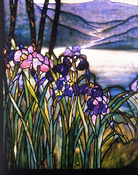 Magnolias and Irises, Designed by Louis C. Tiffany (American, New York 1848–1933 New York), Leaded Favrile glass, American