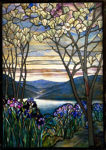 ルイス・C・ティファニー ステンドグラス 【マグノリア&アイリス】 Designed by Louis C. Tiffany - Magnolias and Irises - American
