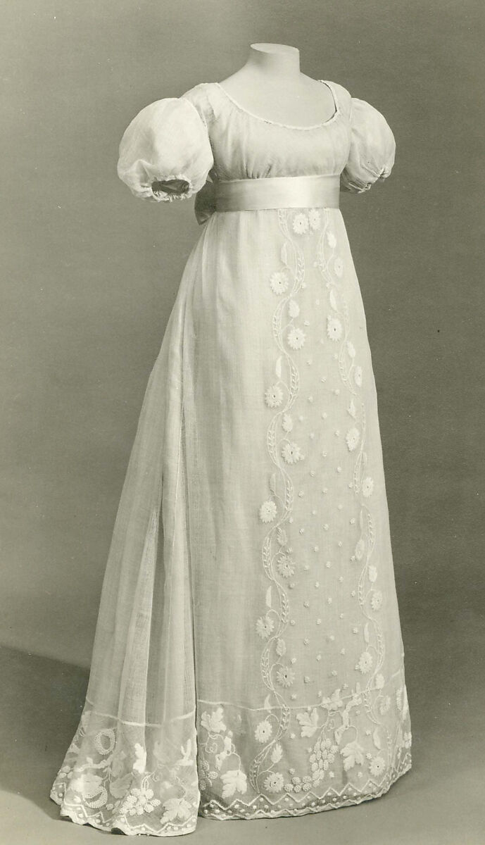 Dress, cotton, linen, British