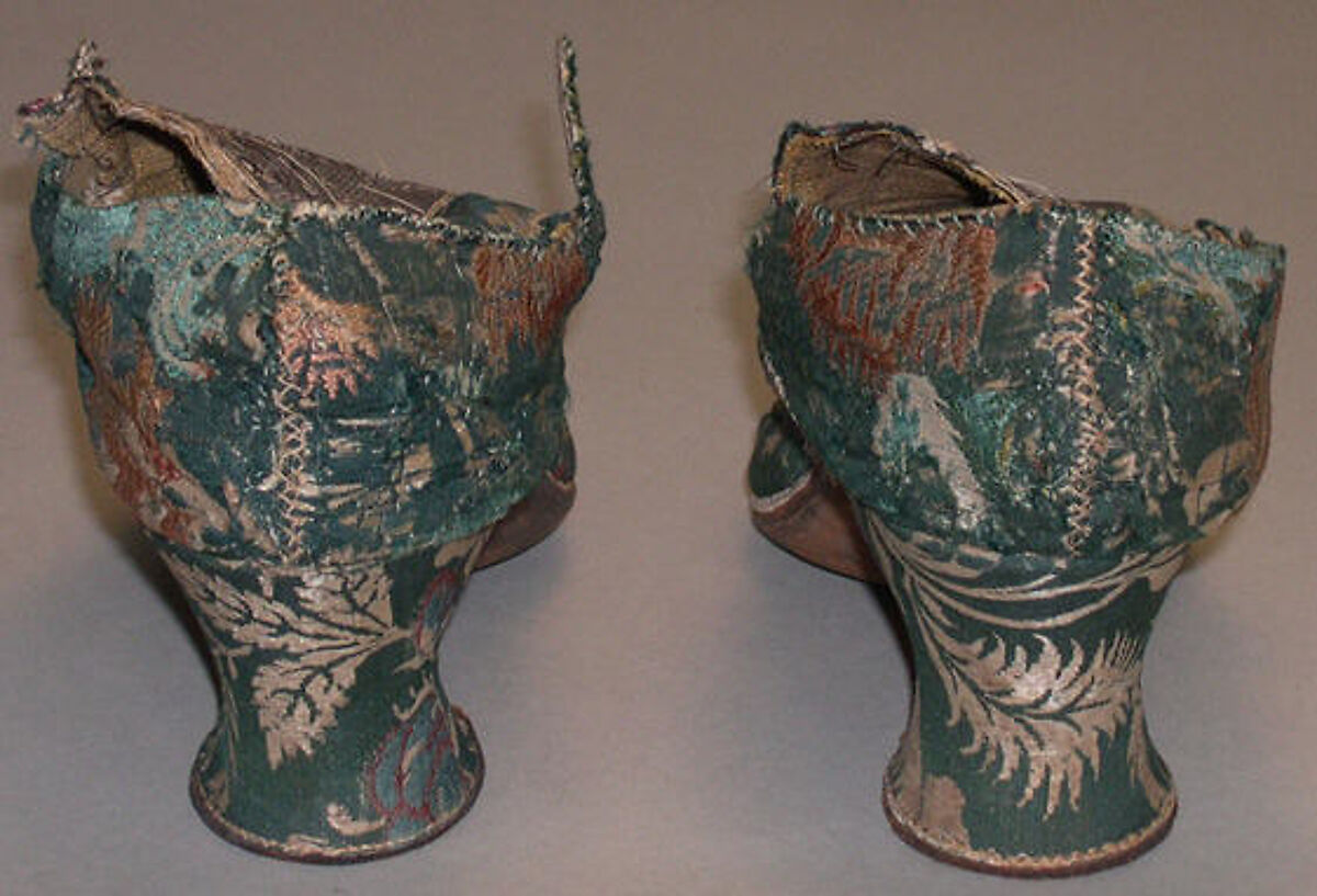 Shoes, silk, leather, British