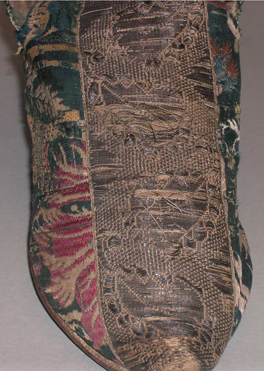 Shoes, silk, leather, British