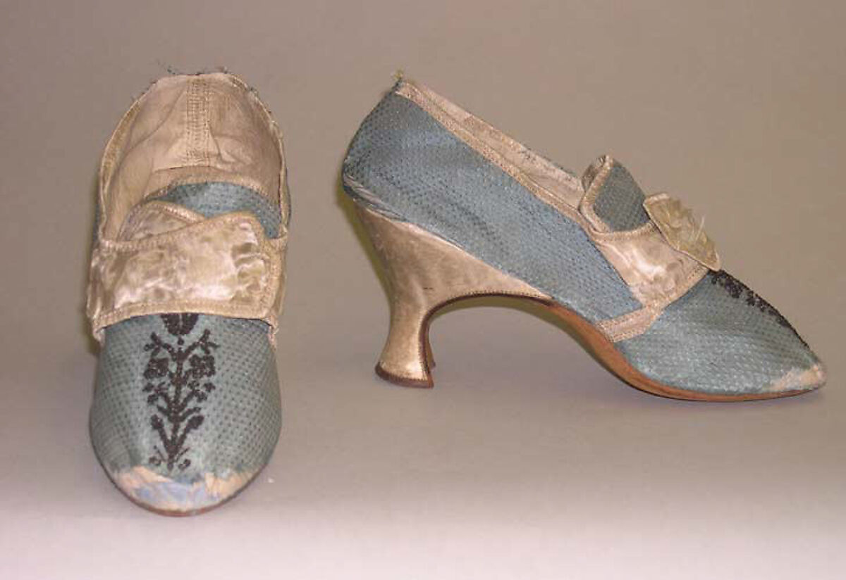 Shoes, silk, leather, European 