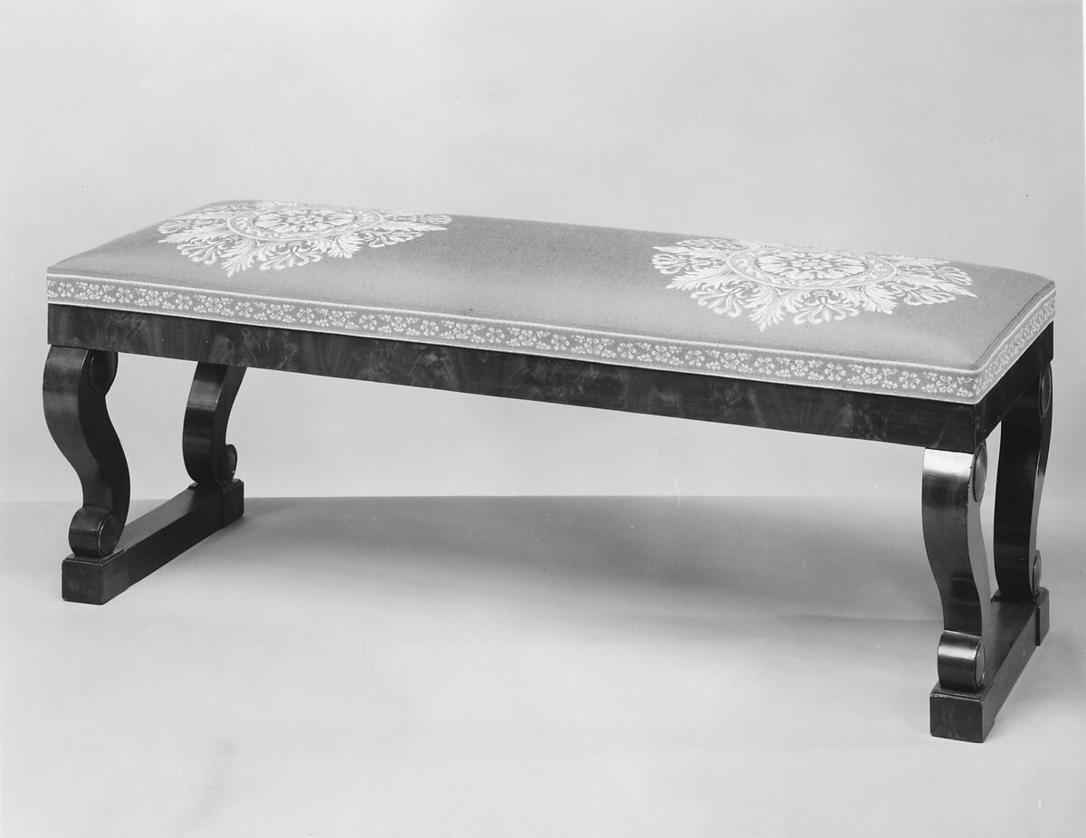 Window Seat, Attributed Workshop of Duncan Phyfe (American (born Scotland), near Lock Fannich, Ross-Shire, Scotland 1768/1770–1854 New York), Mahogany, ash, pine, modern upholstery, American