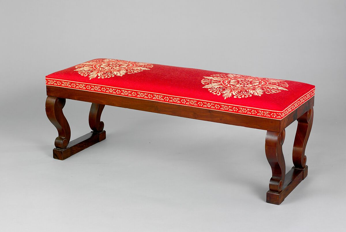 Window Seat, Attributed Workshop of Duncan Phyfe (American (born Scotland), near Lock Fannich, Ross-Shire, Scotland 1768/1770–1854 New York), Mahogany, ash, pine, modern upholstery, American 