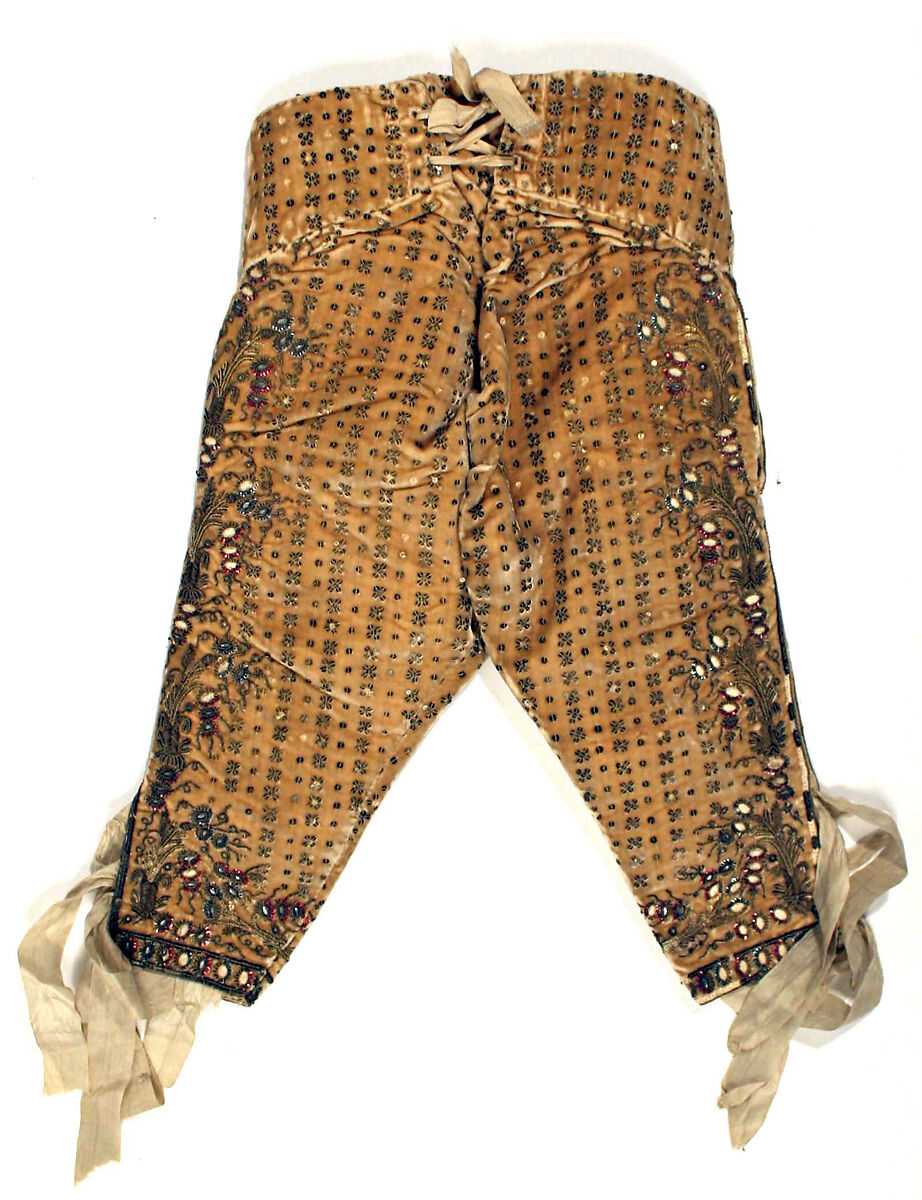 Trousers, silk, metal thread, Spanish