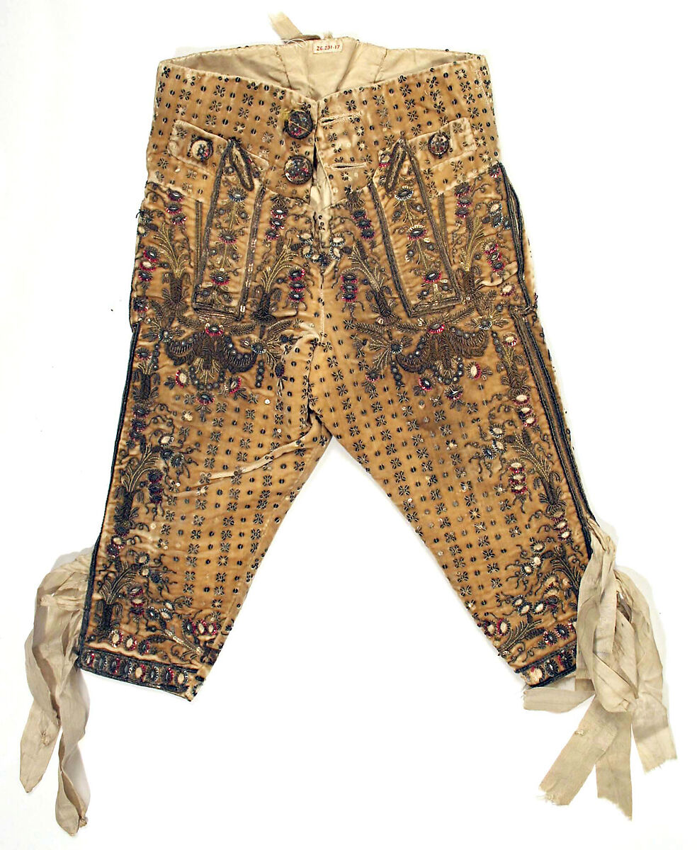 Trousers, silk, metal thread, Spanish