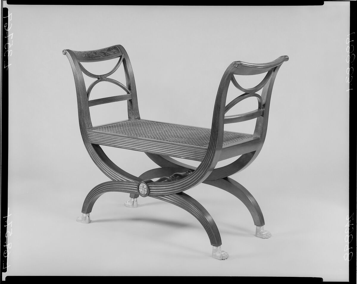 Window Stool, Mahogany, gilt brass, American
