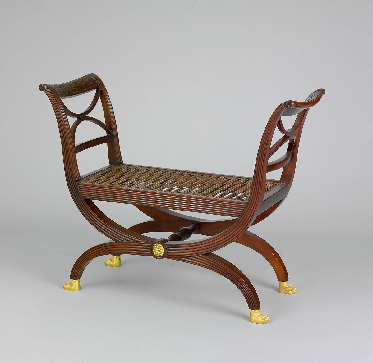 Window Stool, Mahogany, gilt brass, American