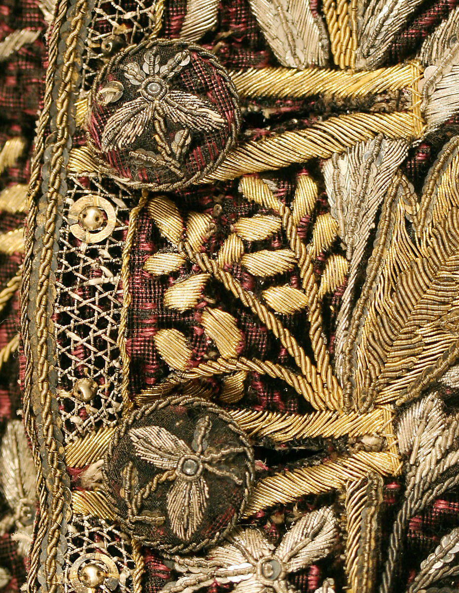 Court ensemble, silk, metallic thread, French