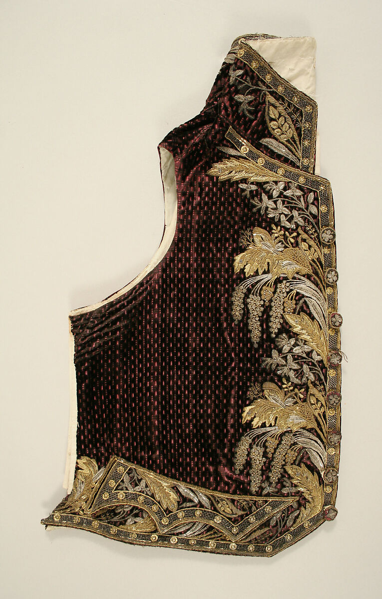 Court ensemble, silk, metallic thread, French
