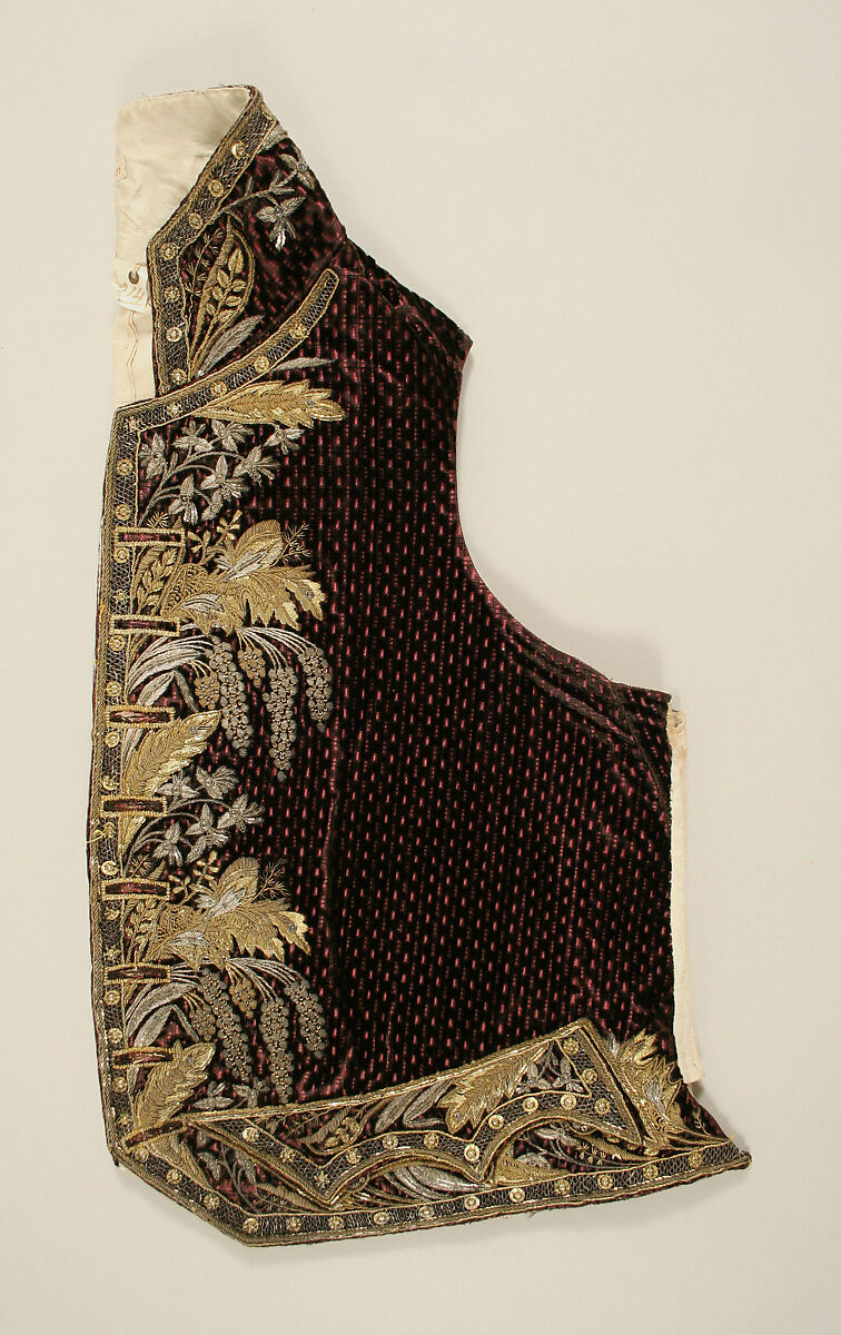 Court ensemble, silk, metallic thread, French