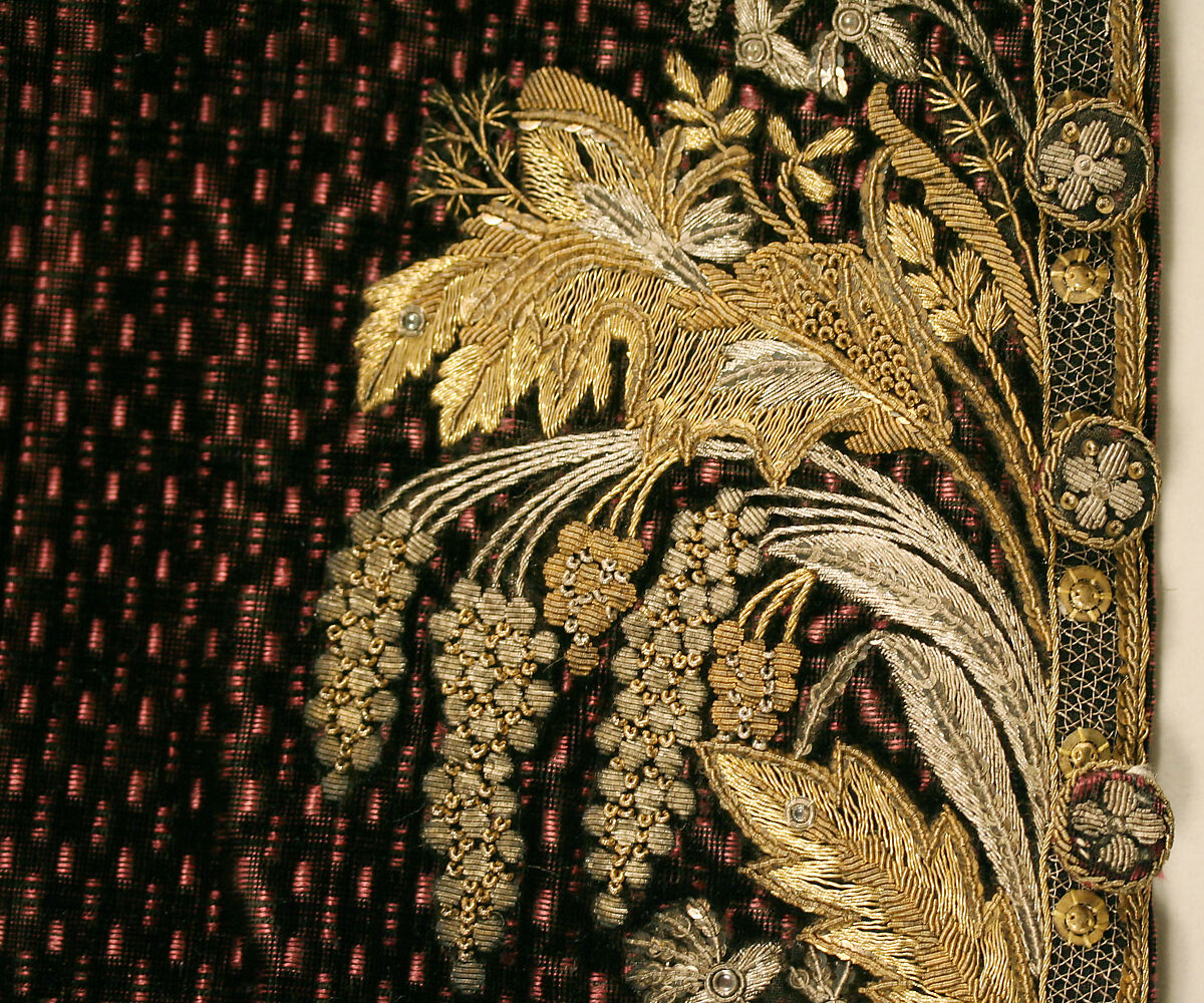 Court ensemble, silk, metallic thread, French