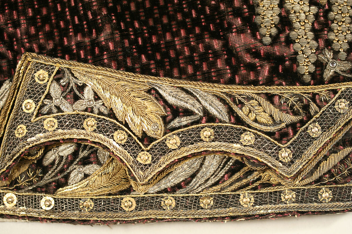 Court ensemble, silk, metallic thread, French