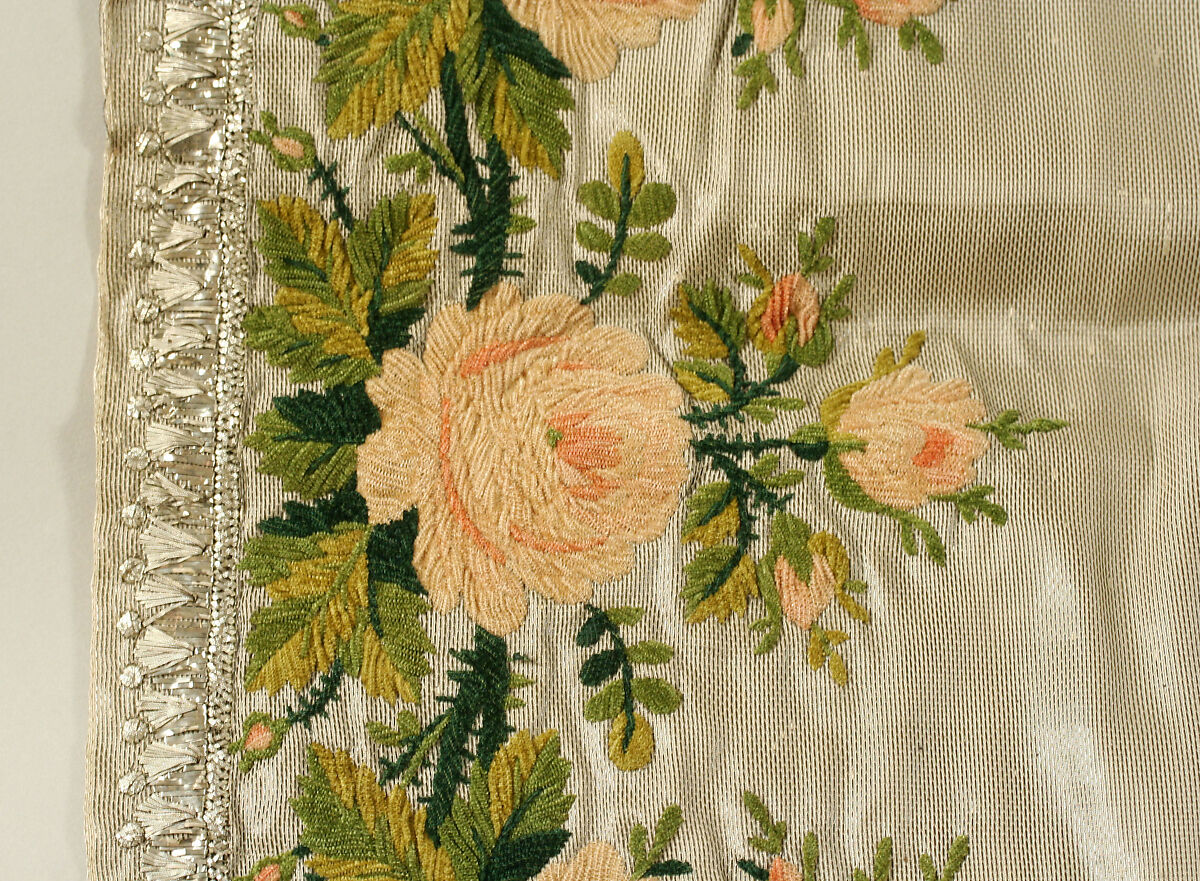 Court train, metallic thread, German