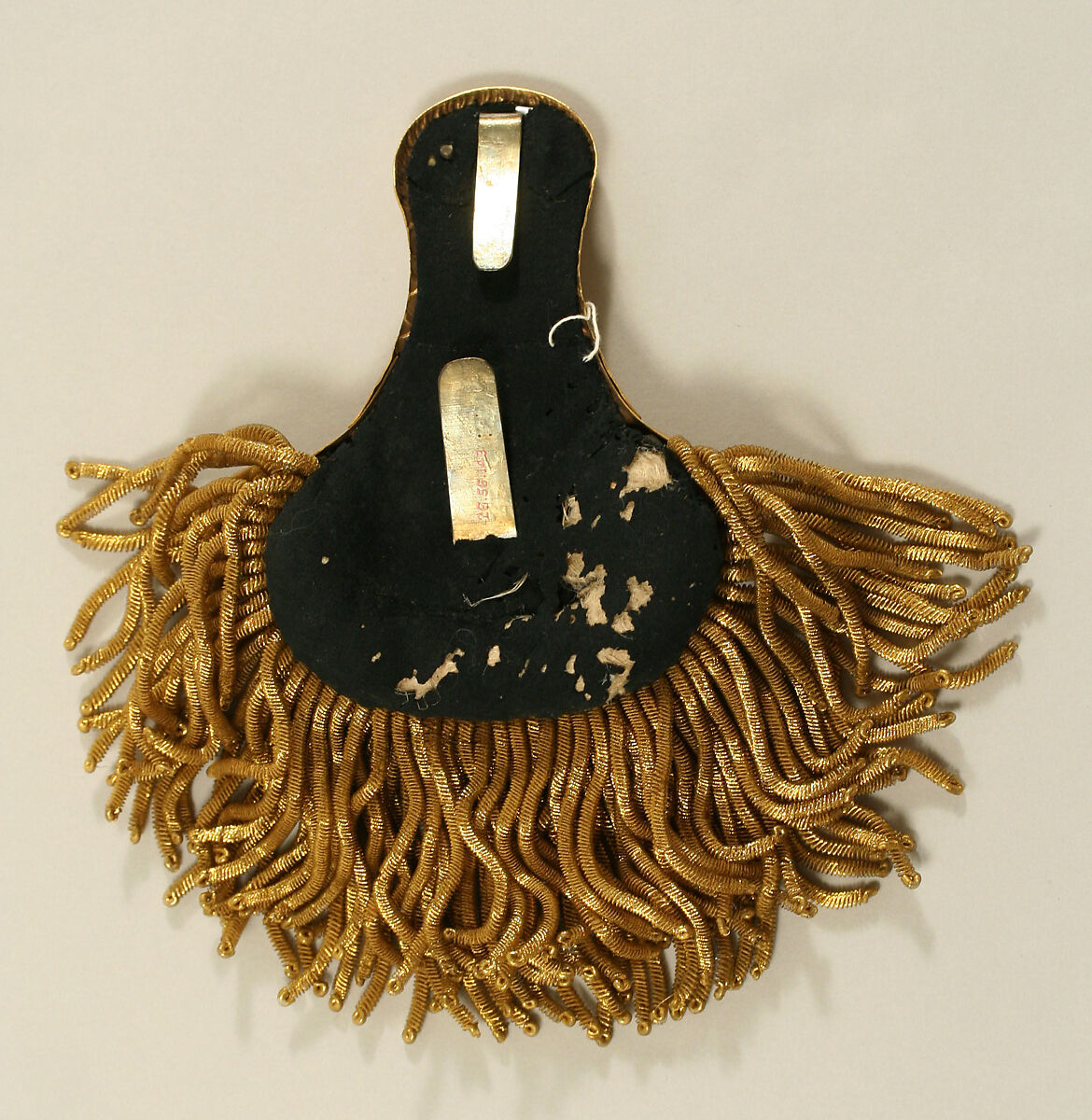 Epaulets, lacquer, brass, metallic thread, wool, Italian