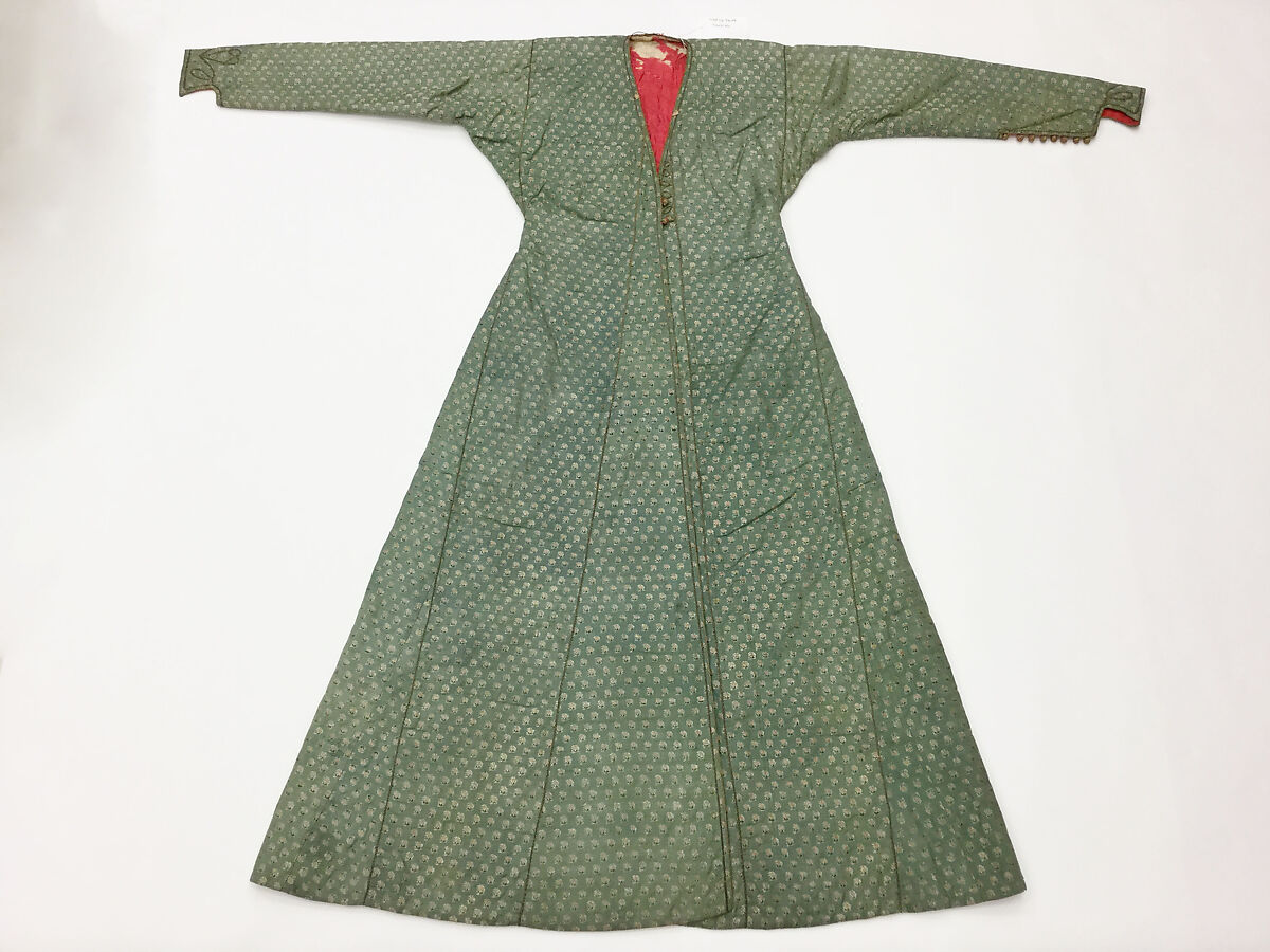 Robe, Cotton, silk; woven, edged with metal braid