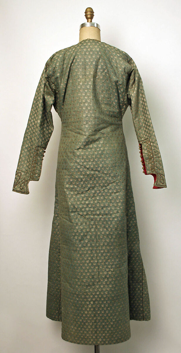 Robe, Cotton, silk; woven, edged with metal braid