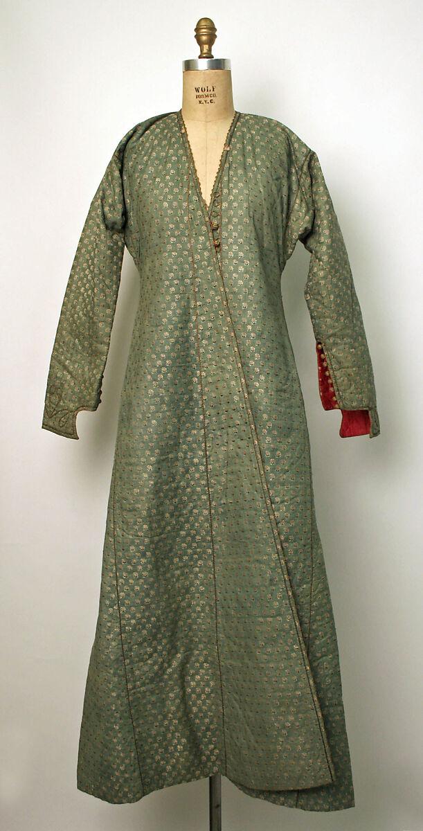 Robe, Cotton, silk; woven, edged with metal braid 