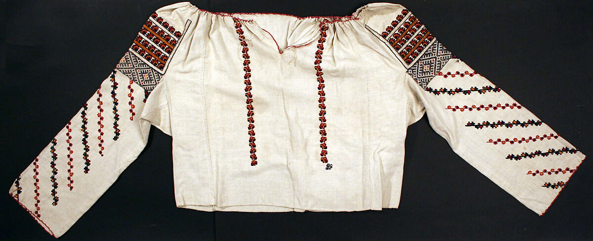 Blouse, cotton, glass, Romanian 