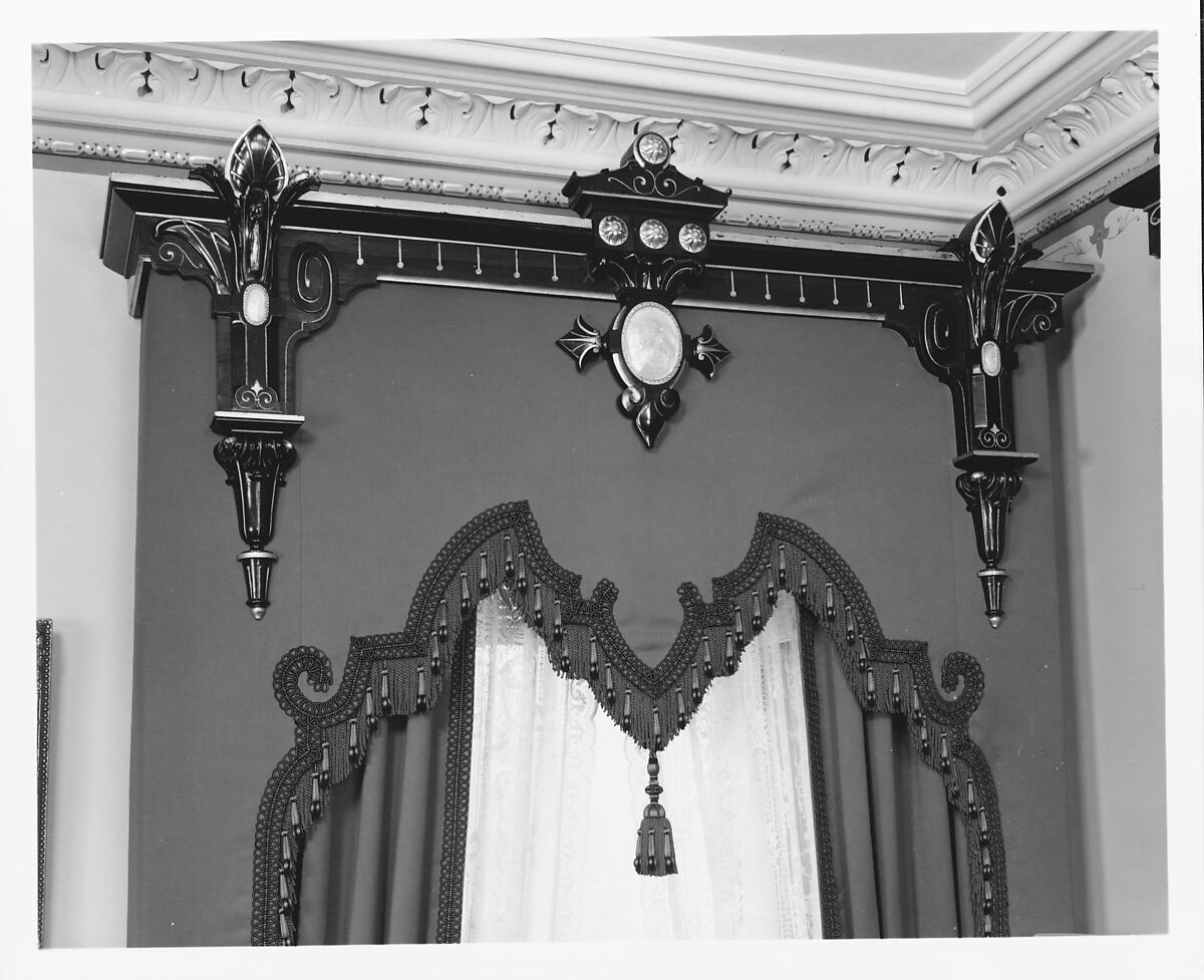 Window Cornice, Attributed to John Jelliff (1813–1893), Rosewood, gilt, and mother-of-pearl, American