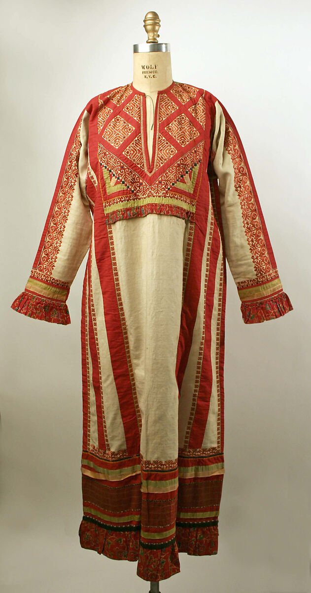 Dress, linen, cotton, Russian 