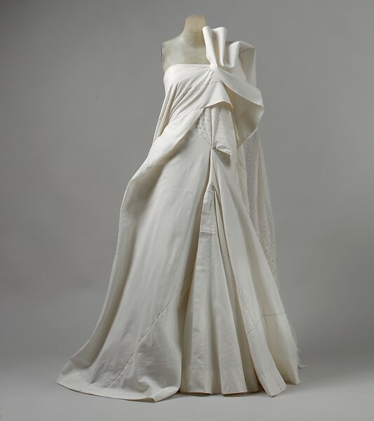 Wedding dress, Yohji Yamamoto (Japanese, born Tokyo, 1943), a) cotton, nylon, silk; b) cotton, nylon, Japanese