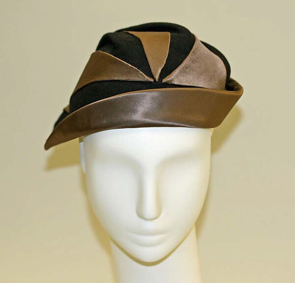 Hat, Hattie Carnegie, Inc. (American, 1918–1965), wool, synthetic fiber, American 