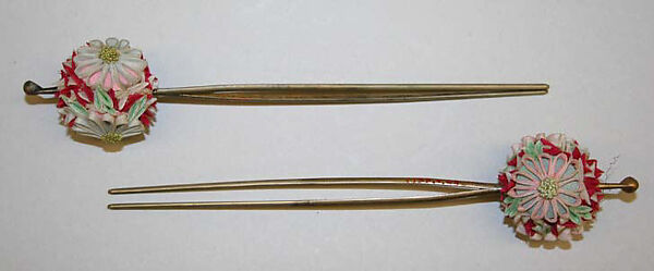 Hairpins, Metal, silk, China 
