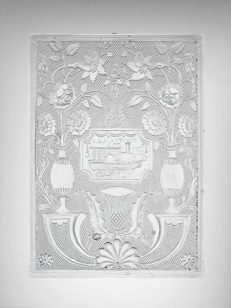 Windowpane, Manufactured by Wheeling Flint Glass Works (1829–ca. 1839), Pressed glass, American 