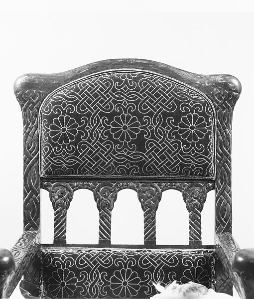 Armchair, Louis C. Tiffany (American, New York 1848–1933 New York), Oak, silk velvet, American