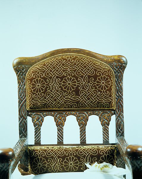 Armchair, Louis C. Tiffany (American, New York 1848–1933 New York), Oak, silk velvet, American