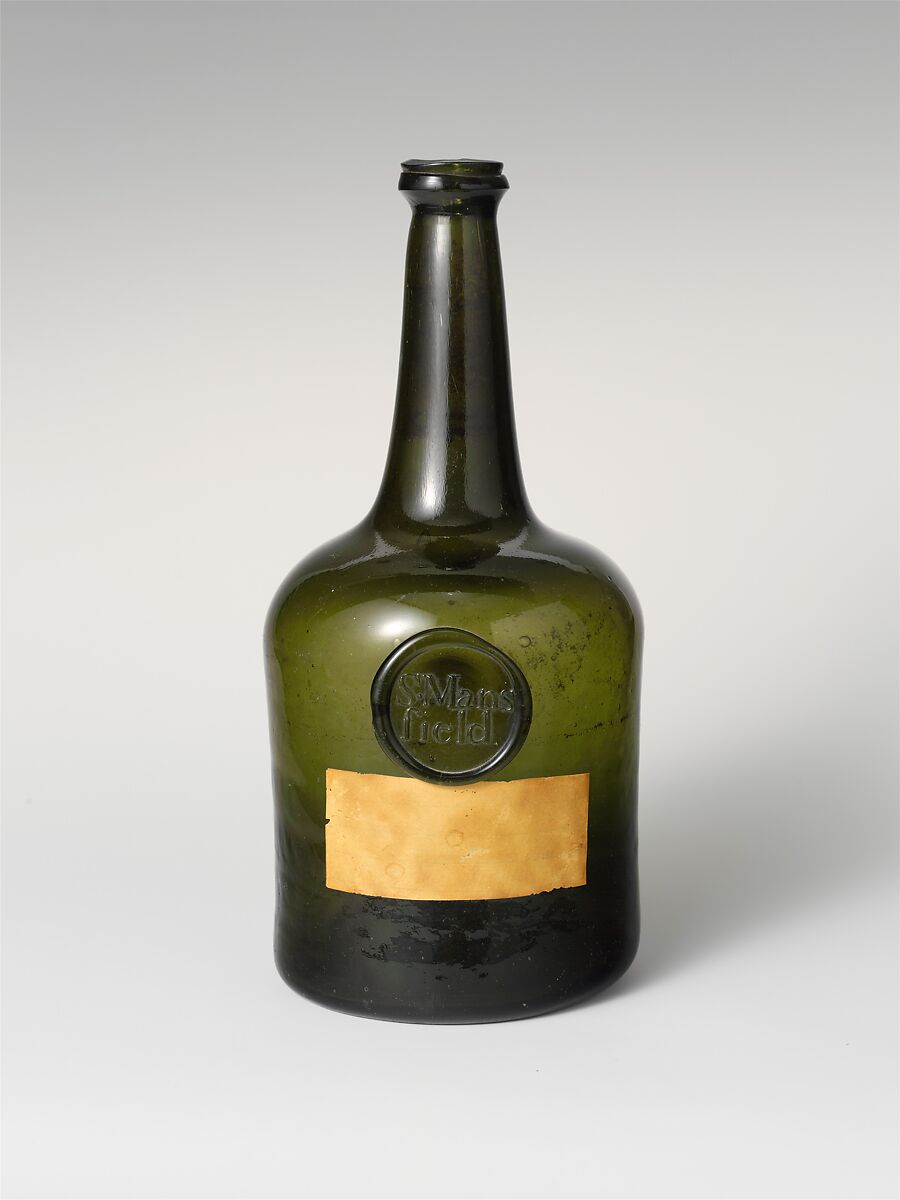 Wine Bottle, Free-blown glass, British, probably 