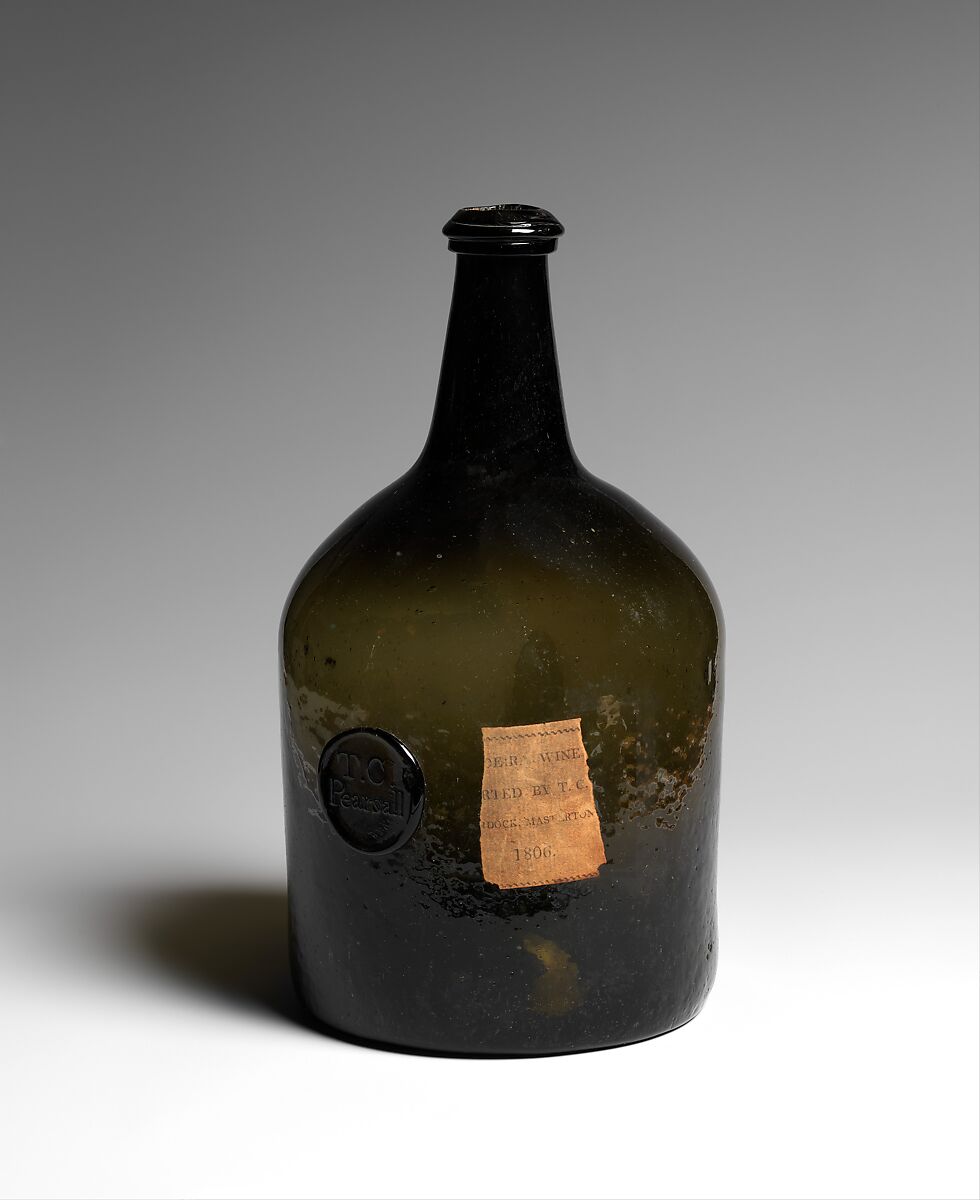 Wine Bottle, Free-blown glass, British, probably