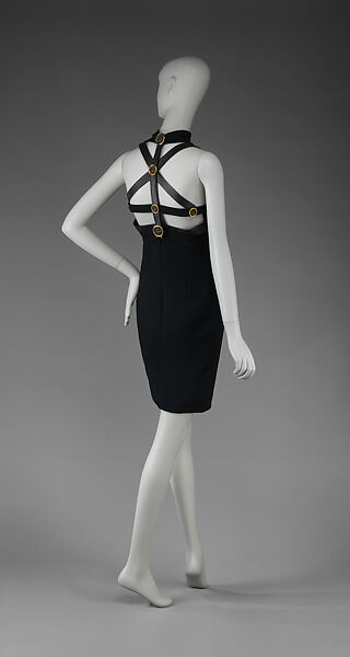 Dress, Gianni Versace (Italian, founded 1978), wool/silk blend, leather, metal, Italian