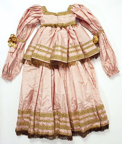 Flower girl ensemble, Yves Saint Laurent (French, founded 1961), (a) silk, metallic thread, cotton, nylon, metal, glass
(b) cotton, horsehair
(c, d) silk, metallic thread
(e) silk, metallic thread, metal
(f) metal, glass
(g, h) glass, metal
(i, j) metal, glass, French