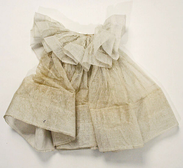 Flower girl ensemble, Yves Saint Laurent (French, founded 1961), (a) silk, metallic thread, cotton, nylon, metal, glass
(b) cotton, horsehair
(c, d) silk, metallic thread
(e) silk, metallic thread, metal
(f) metal, glass
(g, h) glass, metal
(i, j) metal, glass, French