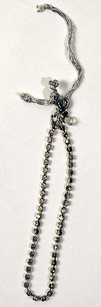 Flower girl ensemble, Yves Saint Laurent (French, founded 1961), (a) silk, metallic thread, cotton, nylon, metal, glass
(b) cotton, horsehair
(c, d) silk, metallic thread
(e) silk, metallic thread, metal
(f) metal, glass
(g, h) glass, metal
(i, j) metal, glass, French