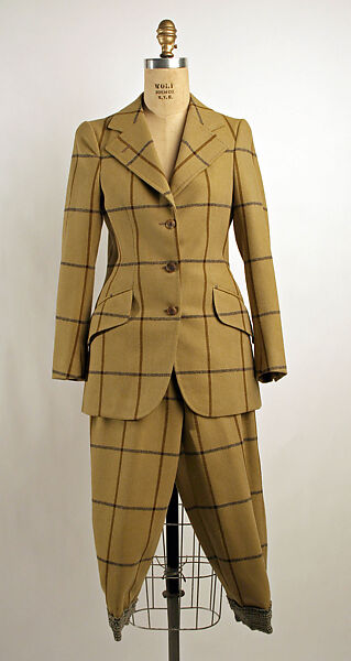 Shooting suit, wool, leather, British 