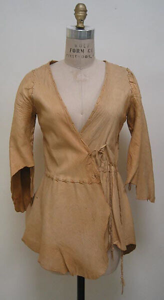 Ensemble, leather, plastic, glass, feathers, shell, metal, American
