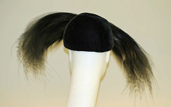 Hat, Walter Florell, silk, feathers, American