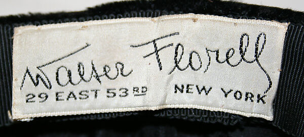 Hat, Walter Florell, silk, feathers, American