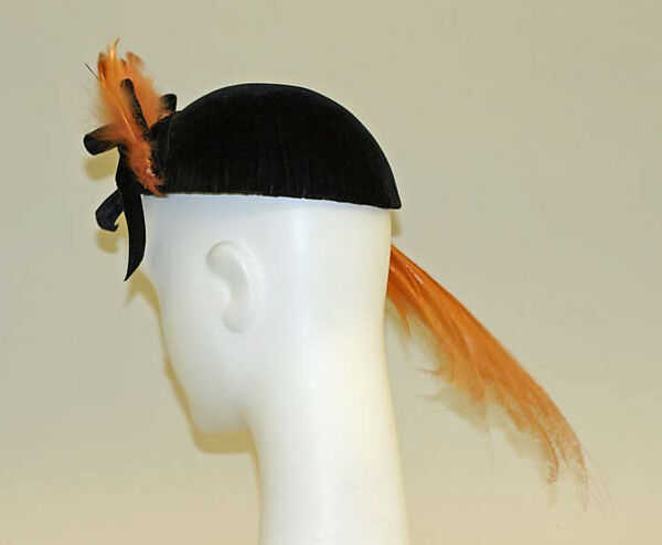 Hat, Walter Florell, silk, feathers, American