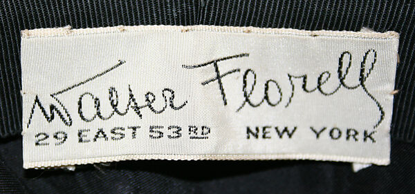 Hat, Walter Florell, silk, feathers, American